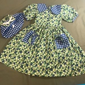 Cotton Collection DRESS w HAT and Pockets Girls size  8” Girls DRESS